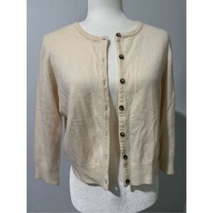 Boden 100% Cashmere cream button front sweater 12